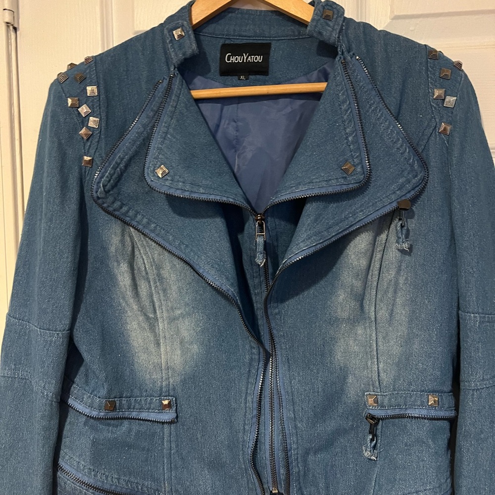 Women's Blue Studded Jean Jacket